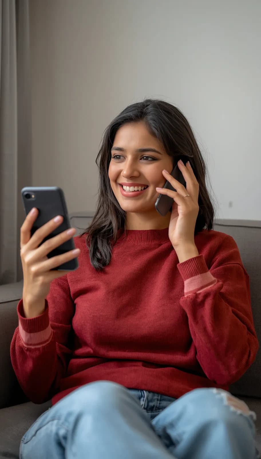 A woman holding her ID card for KYC verification